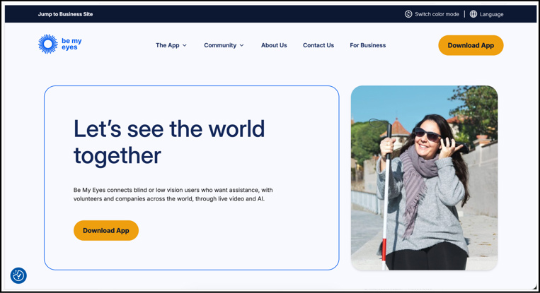 Screenshot from Be My Eyes website