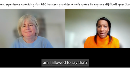 WM-ADASS is delivering lived experience coaching to social care leaders in our region. Co-production Advisory Group co-chair Keymn Whervin (on right) is one of the coaches